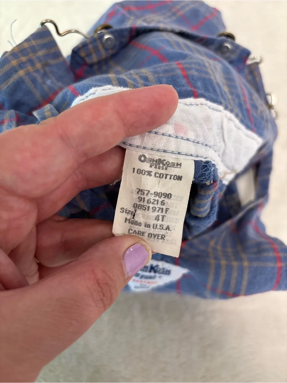 OshKosh B'gosh Boys Blue Plaid Overalls Vintage shortalls 4t